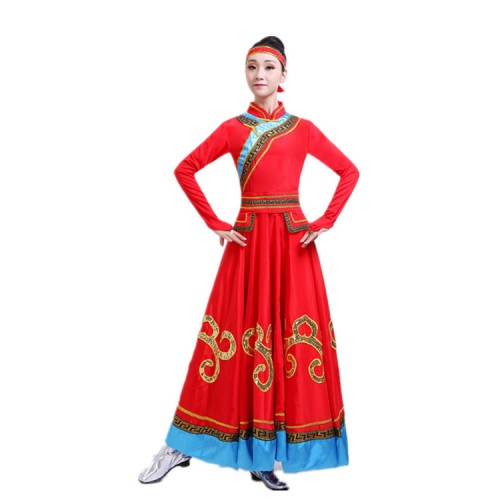 Chinese minority folk dance costumes for women female Mongolian grassland cosplay robes adult female modern stage performance dancewear